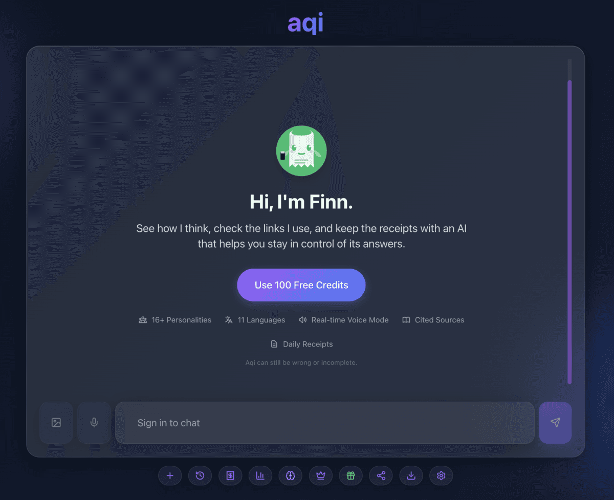 Aqi AI chat interface — consumer app built on Aqta's governance platform