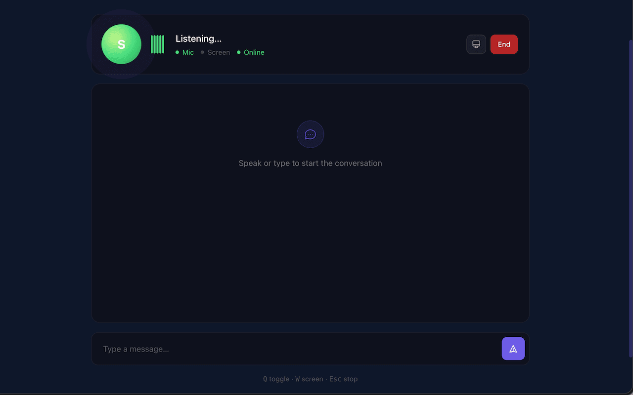 Spectra chat interface showing real-time voice interaction with the AI agent performing browser actions